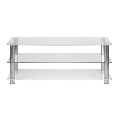 easy assembly narrow design tv stand in glass