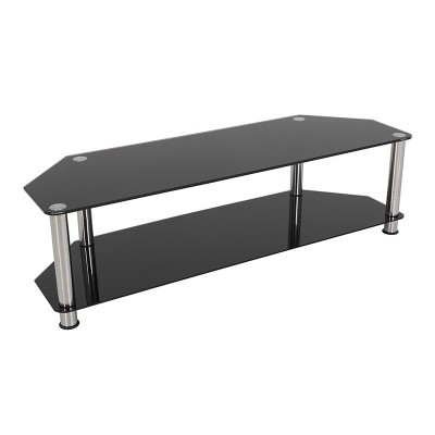 Modern low profile narrow tv stand in glass