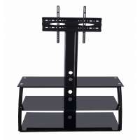 New design modern adjustable black tempered glass LCD TV stand in China